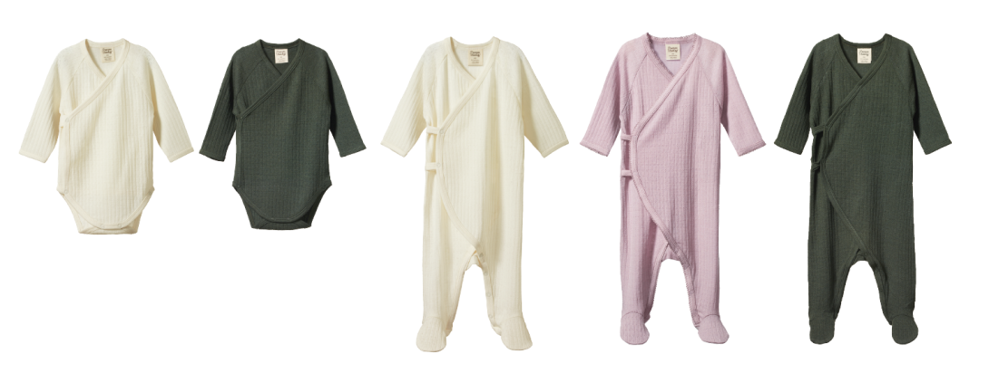 Merino Essentials Pointelle Kimono Stretch & Grow And Merino Essentials Pointelle Long Sleeve Kimono Bodysuit   All Colours