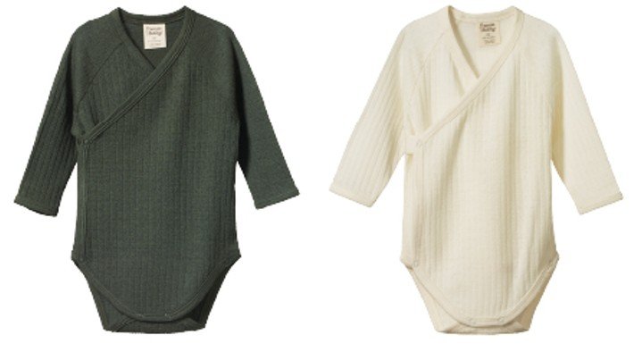 Nature Baby Merino Essentials Long Sleeve Kimono Bodysuit Pointelle